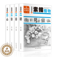 [醉染正版]从零起步学素描4本套画画素描书从入门到精通零起步基础教程静物植物动物人物风景铅笔手绘速写绘画画册成人起步美术