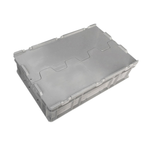 翌嘉 YJ4121748可堆式物流箱塑料周转箱塑料储物箱 翻盖灰色 600*400*148
