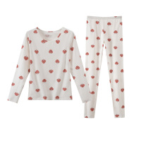 秋衣秋裤女纯棉套装少女印花棉毛衫女童学生内穿女士保暖内衣裤