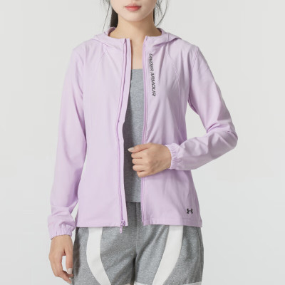 安德玛(Under Armour)女装新款运动服健身训练舒适透气休闲防风外套梭织连帽夹克1377043-543 ZP