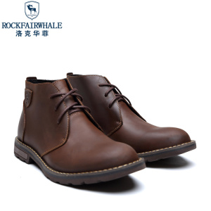 洛克华菲 工装靴男2024新款系带男士工装鞋高帮男鞋户外男士皮鞋冬季户外鞋低帮男靴英伦靴子R489