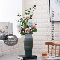 北欧陶瓷花瓶摆件 ins玄关装饰花摆设客厅电视柜餐桌插花美式花艺 三维工匠 手彩孔绿花瓶小号(单花瓶)