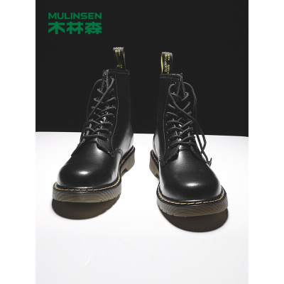 木林森男靴马丁靴男高帮英伦风真皮靴子男2020秋季新款工装靴情侣款
