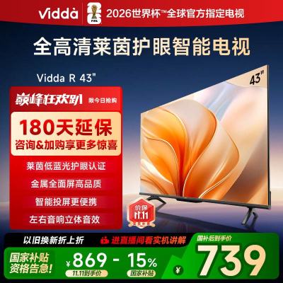 海信电视43英寸 R43 43英寸全高清莱茵护眼智能电视43VR1Q以旧换新国家补贴55