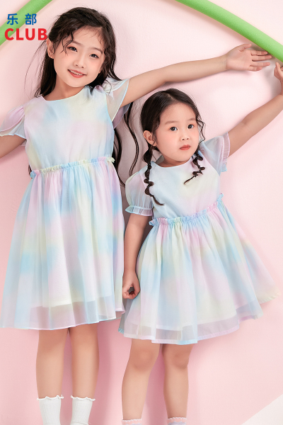 [1件3折]铅笔俱乐部2025年夏装新品女小童连衣裙儿童彩虹网纱裙宝宝公主裙