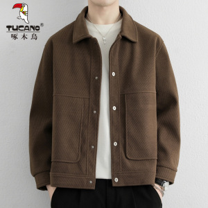 啄木鸟美式复古翻领夹克男士工装外套2025年秋季新款潮牌大码男装