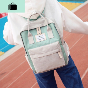 原宿简约防水帆布双肩包小清新女韩版学院风书包学生ins超火背包NEW LAKE女士单肩包