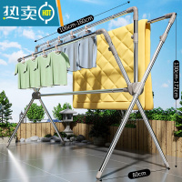 敬平晾衣架落地折叠不锈钢室内家用阳台凉衣杆伸缩升降室外晒被子器 三杆稳固款[圆脚]1.06-1.6米/三杆升高/加厚加粗