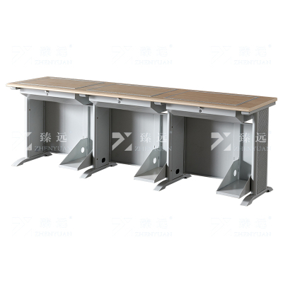 臻远 ZY4012421 隐藏式翻转电脑桌培训桌办公桌C款三人位