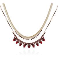 GUESS女款双层撞色蛇链镶钻时尚项链短款锁骨链配长款可调节链