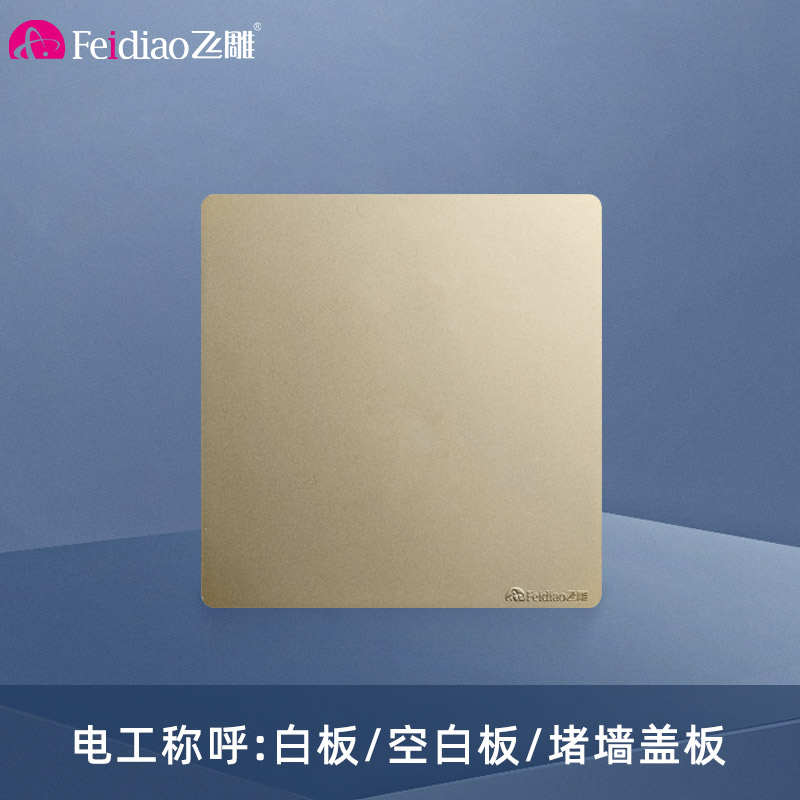 飞雕(FEIDIAO)开关面板A7纯平大板 空白面板 电源墙壁开关空白面板 A7流光金空白面板