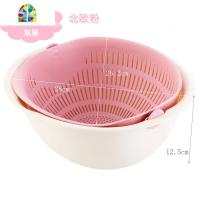 滤水盆洗米筛摇摆乐扣可折叠菜篮子双层果盘镂空水果淘菜盆沥水篮 FENGHOU 北欧蓝洗菜篮洗菜篮