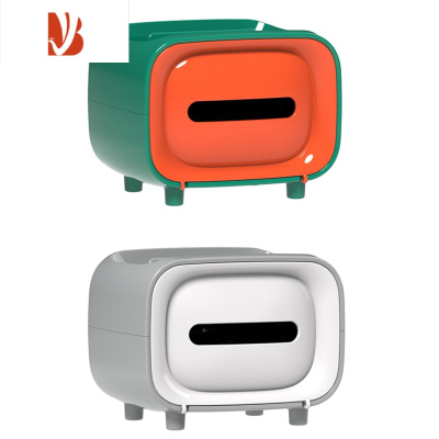 三维工匠多纸巾盒抽纸盒家用客厅遥控器收纳盒卧室办公室桌面纸抽盒 2个(活力橙+经典灰)