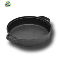 铸铁平底锅加厚煎锅无涂层锅家用煎饼锅烙饼锅多用炖锅 FENGHOU 铁把33cm木盖+木铲手套