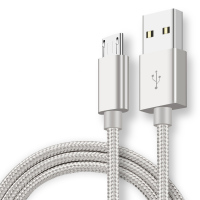 [买三送一]轻万适用oppor15数据线安卓手机充电器线0.25米银色尼龙usb连接线快充小米vivox20充电线