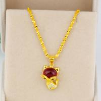 沙金孔雀项链吊坠女仿真黄金转运珠貔貅款项坠锁骨链饰品首饰送女朋友老婆情人节七夕生日礼物