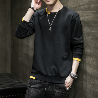 男士圆领卫衣秋冬新款潮牌简约拼色宽松休闲百搭衣服男装