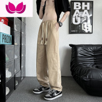 七斓工装裤男潮牌ins日系复古宽松直筒阔腿长裤休闲夏季潮流简约裤子