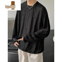 YANXU长袖t恤男设计感感痞帅破洞打底衫卫衣男装宽松圆领套头上衣