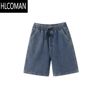 HLCOMAN夏季cleanfit情侣复古水洗纯色五分牛仔短裤男女直筒阔腿休闲中裤