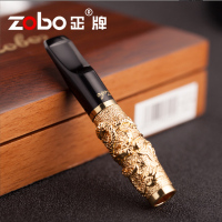 zobo正牌烟嘴 电镀金色龙纹 清洗循环过滤烟嘴 木盒烟具礼品ZB-219