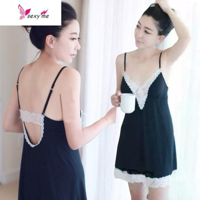 大码睡衣女夏季胖mm宽松薄款纯性感v领吊带睡裙200斤FISHBASKET