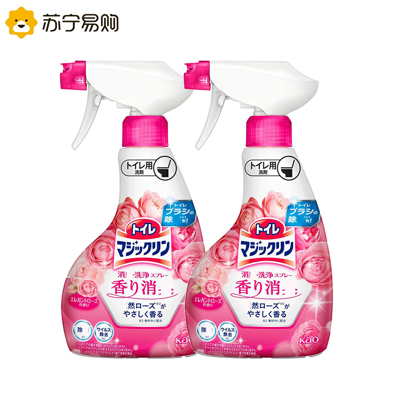 日本花王玫瑰洁厕灵马桶清洁剂除垢厕所除臭清香2瓶喷雾喷头