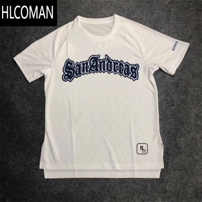 HLCOMAN美式oldschool复古印花速干字母投篮服短袖男潮流宽松网眼t恤半袖