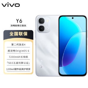 vivo Y6 星河银 8GB+128GB 7200mAh长续航 6年长寿大电池 SGS金标五星抗跌耐摔认证 防水防尘 1200nit硬件级真护眼屏 AI手机
