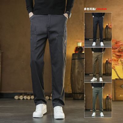 秋季新款六口袋工装裤男士百搭宽松休闲裤抗皱舒适阔腿男长裤