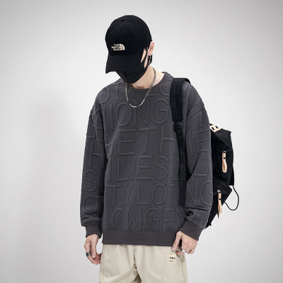 秋季卫衣男士圆领宽松套头无帽新款字母打底衫秋冬款长袖T恤