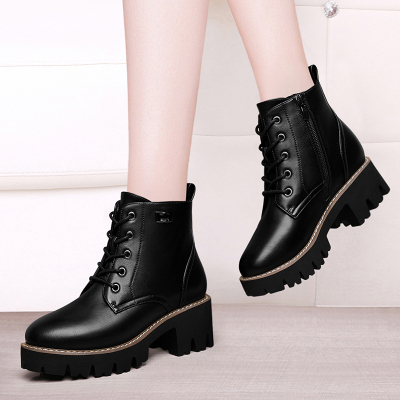 盾狐马丁靴女英伦风短靴新款秋冬加绒女鞋百搭靴子98168利德尚品98168