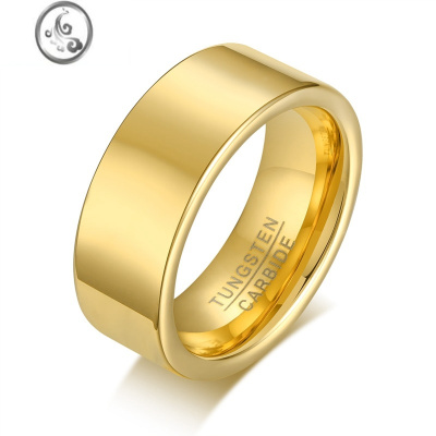 JiMi大气金色简约光身钨钢戒指男士钨金指环个性食指戒子刻字