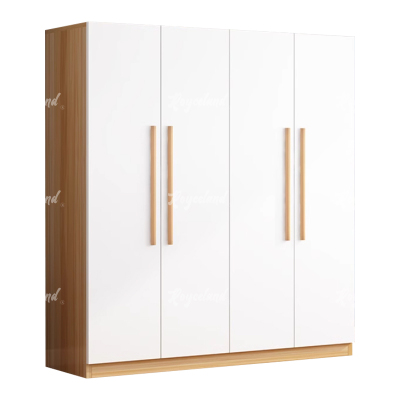 洛诗莲 (RoyceLand) 简约木质衣柜四门衣柜衣服收纳柜 浅胡桃白门 1400*500*1800