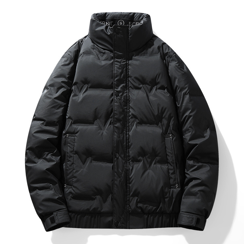 男装冬季白鸭绒羽绒服男宽松立领保暖纯色上衣面包服百搭男士外套