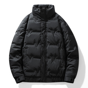 男装冬季白鸭绒羽绒服男宽松立领保暖纯色上衣面包服百搭男士外套