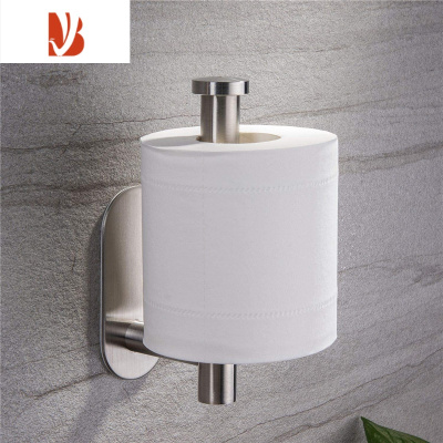 三维工匠不锈钢厕纸卷架杆卫生间盒免打孔置物架厨房卷纸筒支架挂钩 银色(自粘) 横杆长16cm