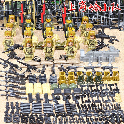 二战铁血骑兵兼容乐高八路军大刀队鬼子军队士兵拼装军事人仔积木上冈岭小队