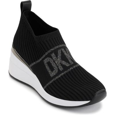 DKNY女士运动休闲百搭松紧系带楔形增高跑步鞋