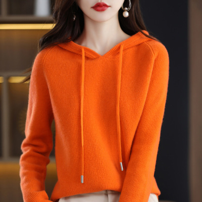 2023秋冬新款连帽卫衣女加厚针织衫韩版宽松慵懒毛衣打底外套上衣