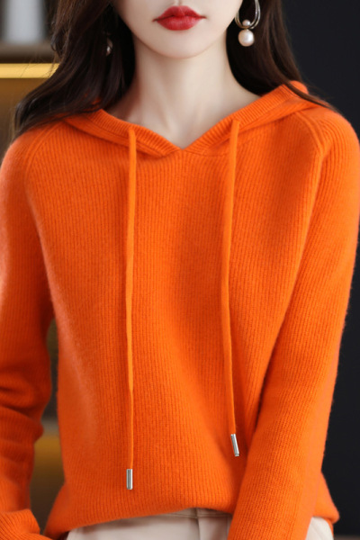 2023秋冬新款连帽卫衣女加厚针织衫韩版宽松慵懒毛衣打底外套上衣