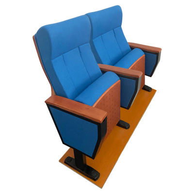 臻远ZY-LTY-77礼堂椅剧院椅会议室椅子实木蓝色不带前写字板双人位