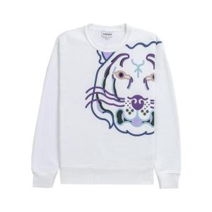 高田贤三(Kenzo)白色印花圆领长袖女运动卫衣套头衫潮流百搭配色