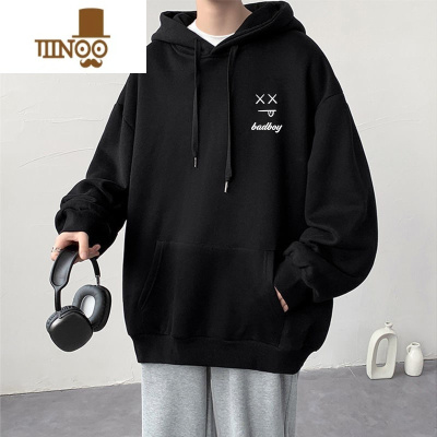 YANXU卫衣男连帽2022新款宽松潮流百搭港风男士外套加绒加厚上衣