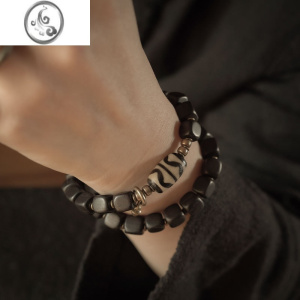 JiMi原创设计手工黑檀木珠手链男潮流 复古个性饰品民族风情侣手串女