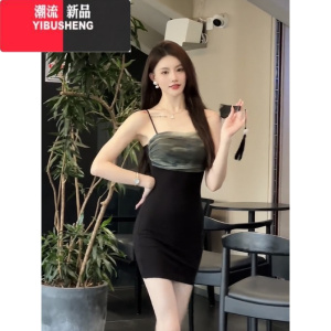 YIBUSHENG新中式抹胸连衣裙女季修身无袖包臀裙气质纯欲性感吊带内搭长裙