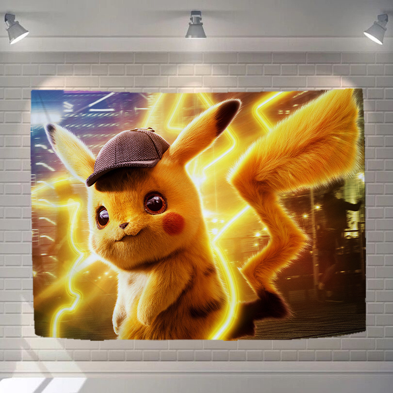 美帮汇detective pikac大侦探背景布挂布个性宿舍背景墙布挂毯