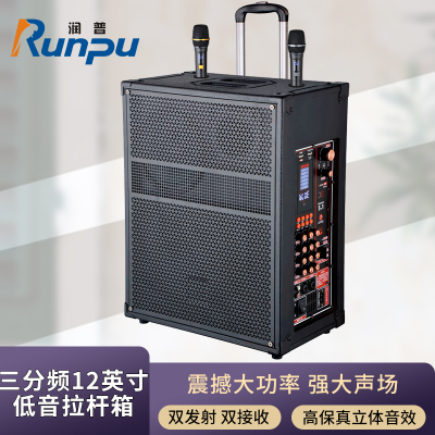 润普Runpu会议音频扩声 三分频12英寸低音卡拉OK户外演出活动野外作训带话筒拉杆音箱RP-S-LGP12F