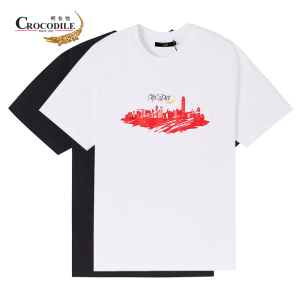 鳄鱼恤CROCODILE 男装新品夏季时尚印花圆领纯棉短袖T恤男 顺丰发货 BA-53467