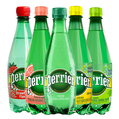 法国 巴黎水(Perrier)含气天然矿泉水 500ml*4瓶多口味随机体验装(原味、柠檬、青柠、草莓、西柚)